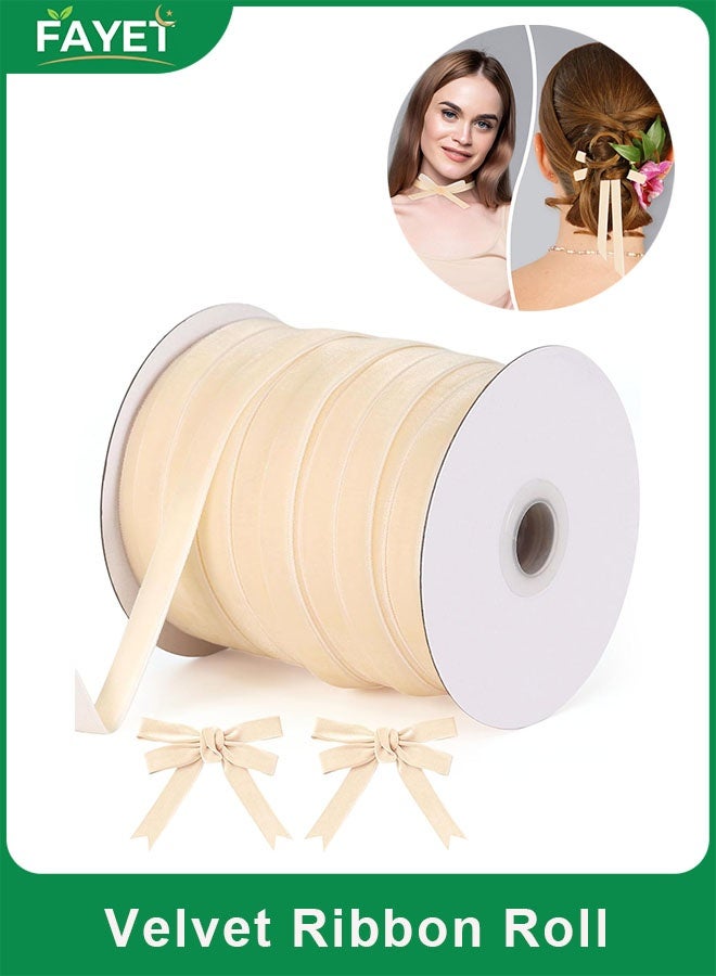FAYET Premium Velvet Ribbon Roll, Single-Sided Velvet Fabric with Satin Sheen on Spool for Gift Wrapping, Hair Bows, Wedding and Decorations - Image 1